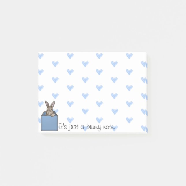 blue bunny-in-the-box post-it notes (Front)