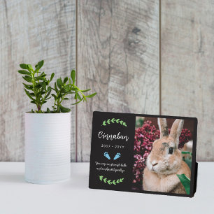 Blue Bunny Paws Greenery Photo Rabbit Memorial Plaque