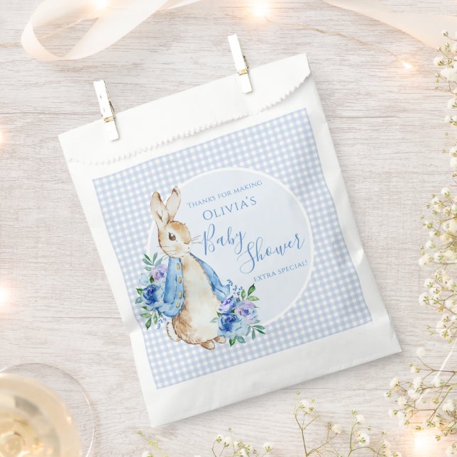 Blue Bunny Peter Watercolor Baby Shower Favour Bag (Clipped)