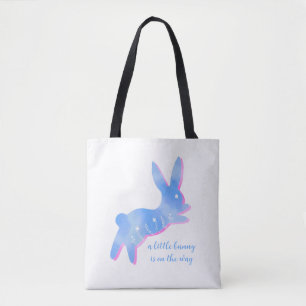 Blue Bunny Silhouette Cute Custom Boy Baby Shower Tote Bag