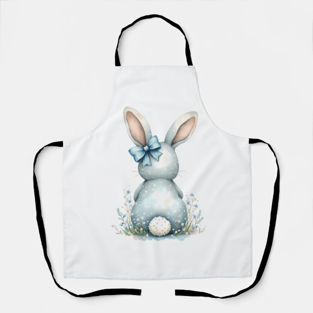 Blue Bunny Tail Cottontail Easter Bunny with Eggs Apron (Front)