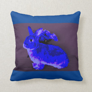Blue Bunny Throw Pillow