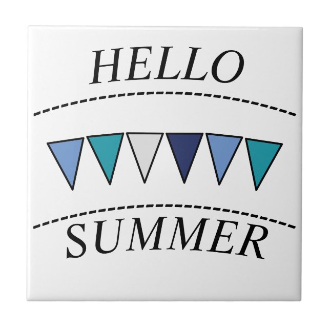 Blue Bunting Hello Summer Tile (Front)