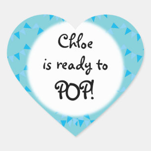 Blue Bunting Ready to POP Baby Boy Shower Heart Sticker