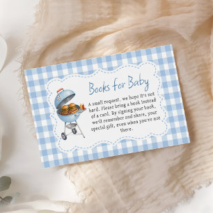 Blue Burger BBQ Baby Shower Books For Baby Enclosure Card