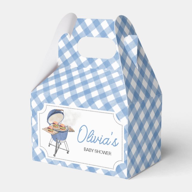 Blue Burger BBQ Baby Shower  Favor Box (Front Side)
