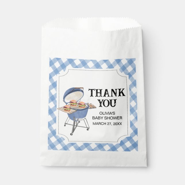 Blue Burger BBQ Baby Shower  Favour Bag (Front)