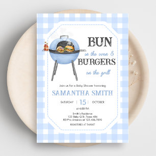Blue Burger BBQ Baby Shower Invitation
