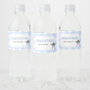 Blue Burger BBQ Baby Shower Water Bottle Label