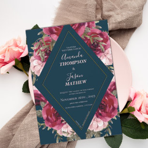 Blue Burgundy Blush Pink Beautiful Floral Wedding 