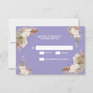 Blue Burgundy Gold Blush Pink Wedding RSVP Card