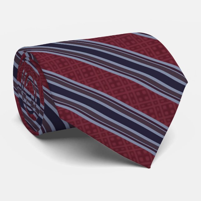 Blue Burgundy Magenta Purple Lines And Stripes     Tie (Rolled)