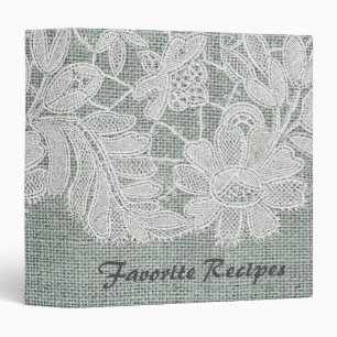 Blue Burlap and Lace Recipe Binder