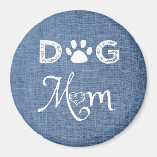 Blue Burlap Chien Maman Magnet
