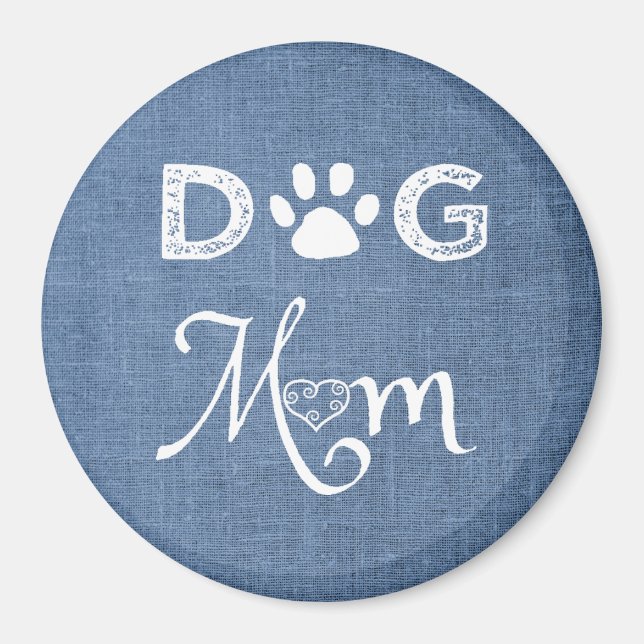 Blue Burlap Chien Maman Magnet (Devant)