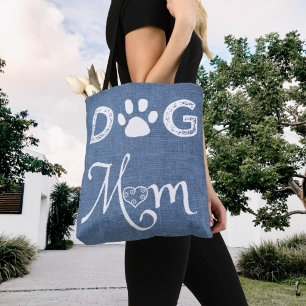 Blue Burlap Chien Maman Sac fourre-tout