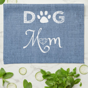 Blue Burlap Chien Maman Serviette de cuisine