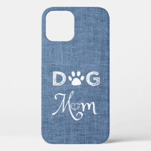 Blue Burlap Dog Mom iPhone Case