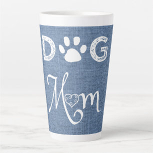 Blue Burlap Dog Mom Latte Mug