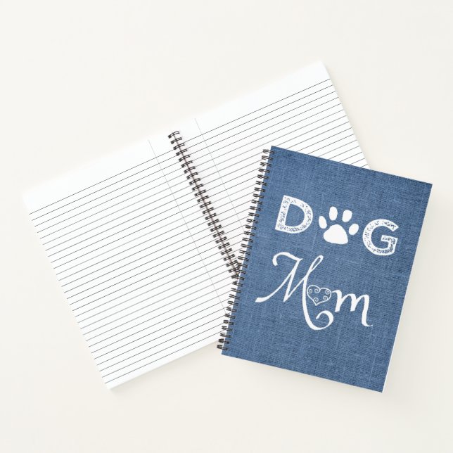 Blue Burlap Dog Mom Notebook (Inside)