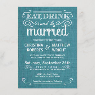 Blue Burlap Rustic Wedding Invitations