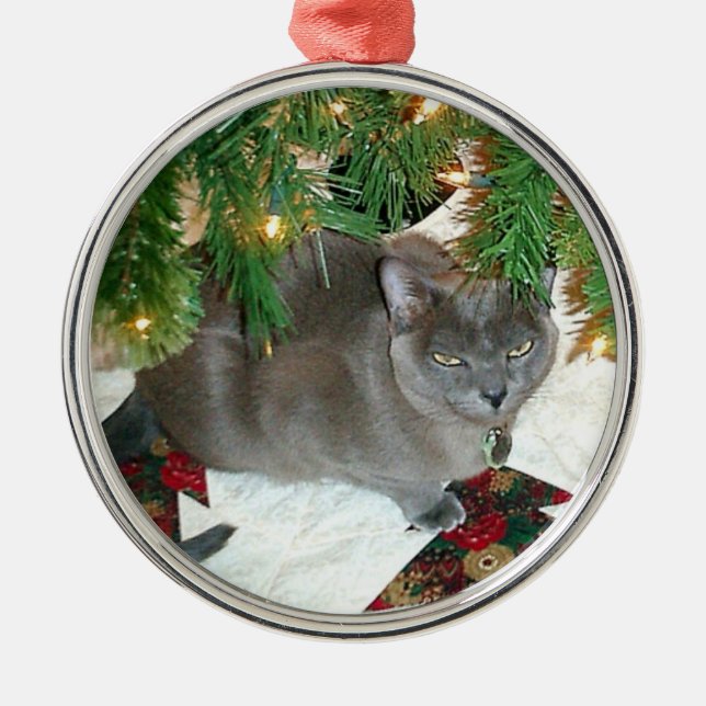 Blue Burmese Xmas Metal Ornament (Front)