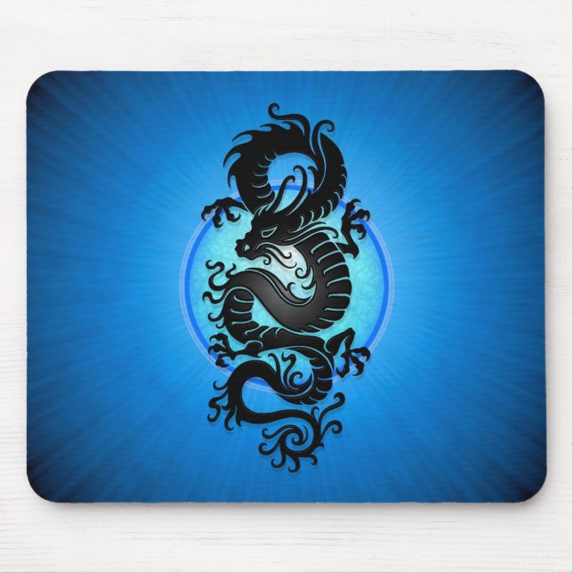 Blue Burst Chinese Dragon Mouse Pad (Front)