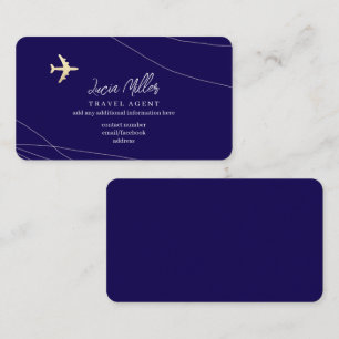 Blue Business Card for a Travel Agent Consultant