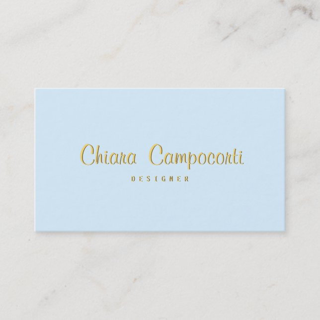 Blue business card golden letters customizable (Front)