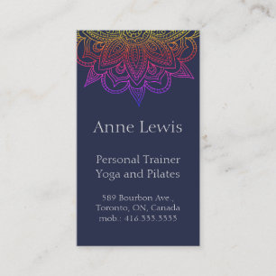 Blue Business Card with Bright Mandala