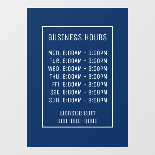 Blue Business Hours Sign (Sheet)