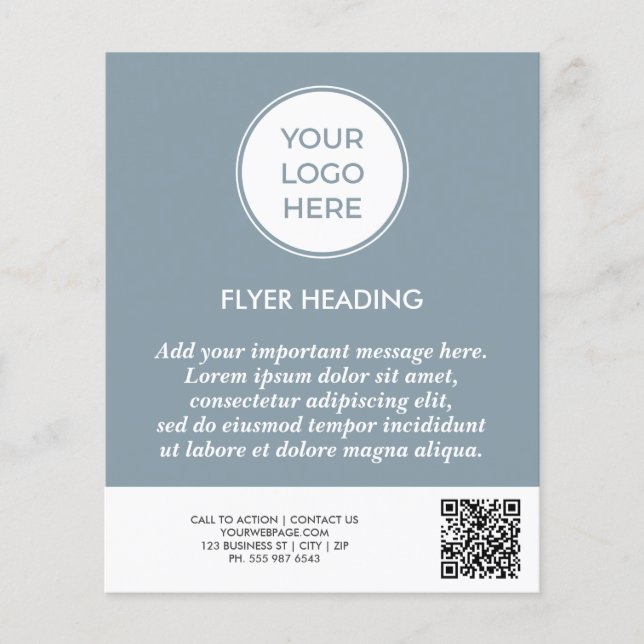 Blue Business Logo QR Code Template Flyer (Front)