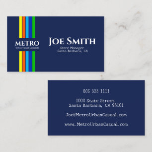 Blue Business Name Urban Modern Vertical Stripes Business Card