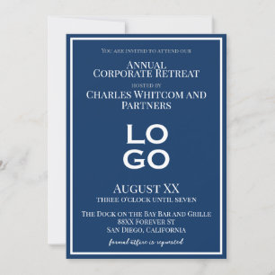 Blue Business or Corporate Event with Custom Logo Invitation