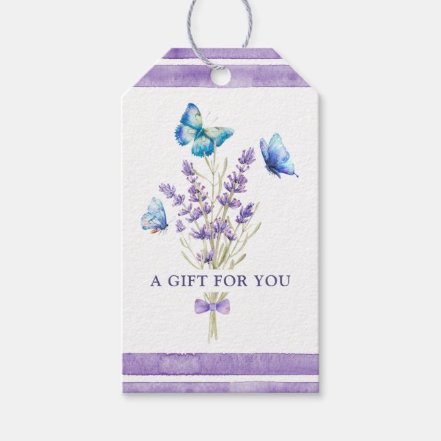Blue Butterflies and Lavender Gift Tag (Front)