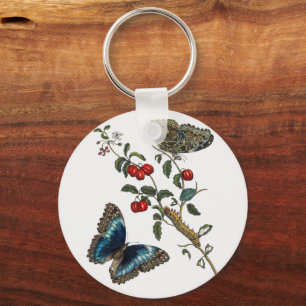  Blue Butterflies and Red Fruits Keychain