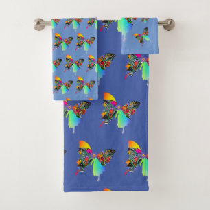 Blue Butterflies  Bath Towel Set