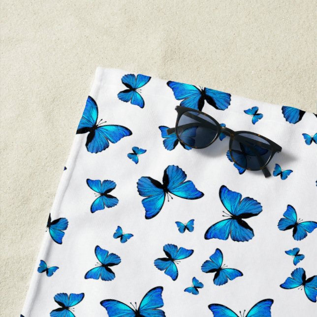 Blue butterflies  beach towel (In Situ)