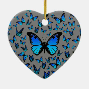blue butterflies ceramic ornament