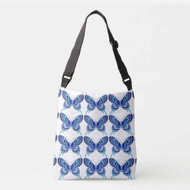 blue butterflies crossbody bag (Front)