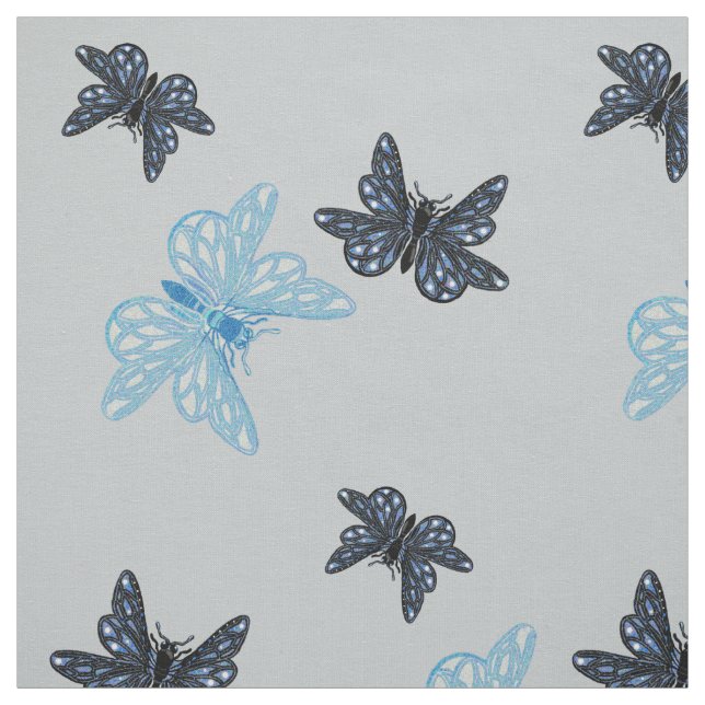 Blue butterflies fabric (Swatch)