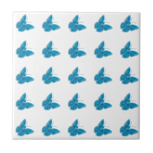 Blue Butterflies Fluttering Illustration Pattern Tile