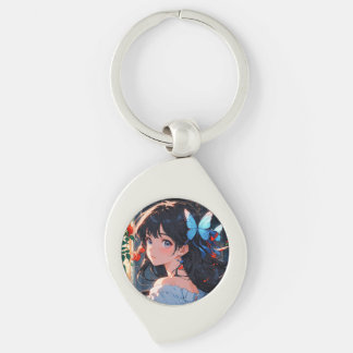 Blue butterflies flying free keychain