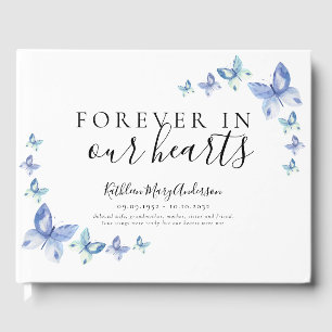 Blue Butterflies   Forever in Our Hearts Funeral Guest Book