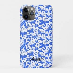 Blue butterflies iPhone wallet case