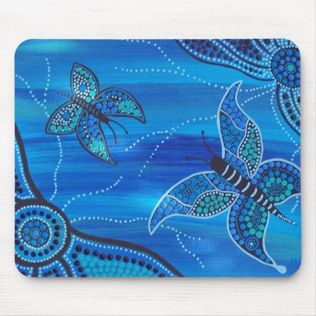 Blue Butterflies Mouse Pad (Front)