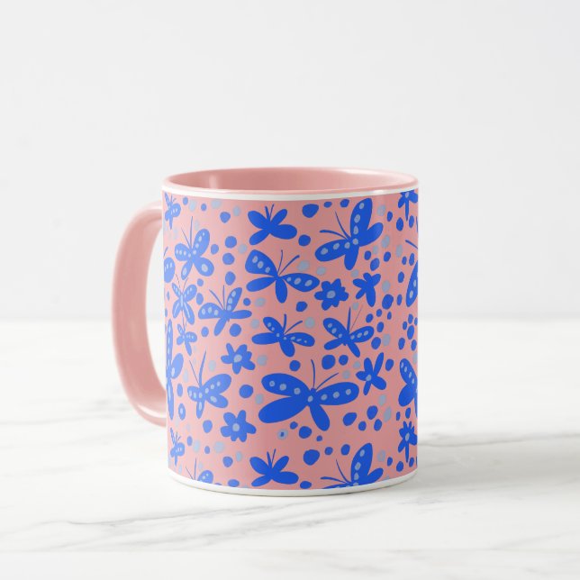 Blue butterflies mug (Front Left)