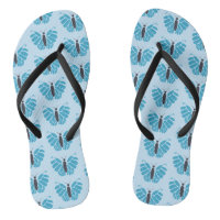 Blue Butterflies on light blue flip flops