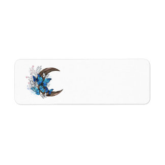 Blue butterflies on wooden crescent