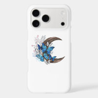 Blue butterflies on wooden crescent